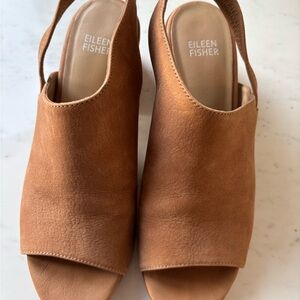 Eileen Fisher suede Tan Open-Toe Mules